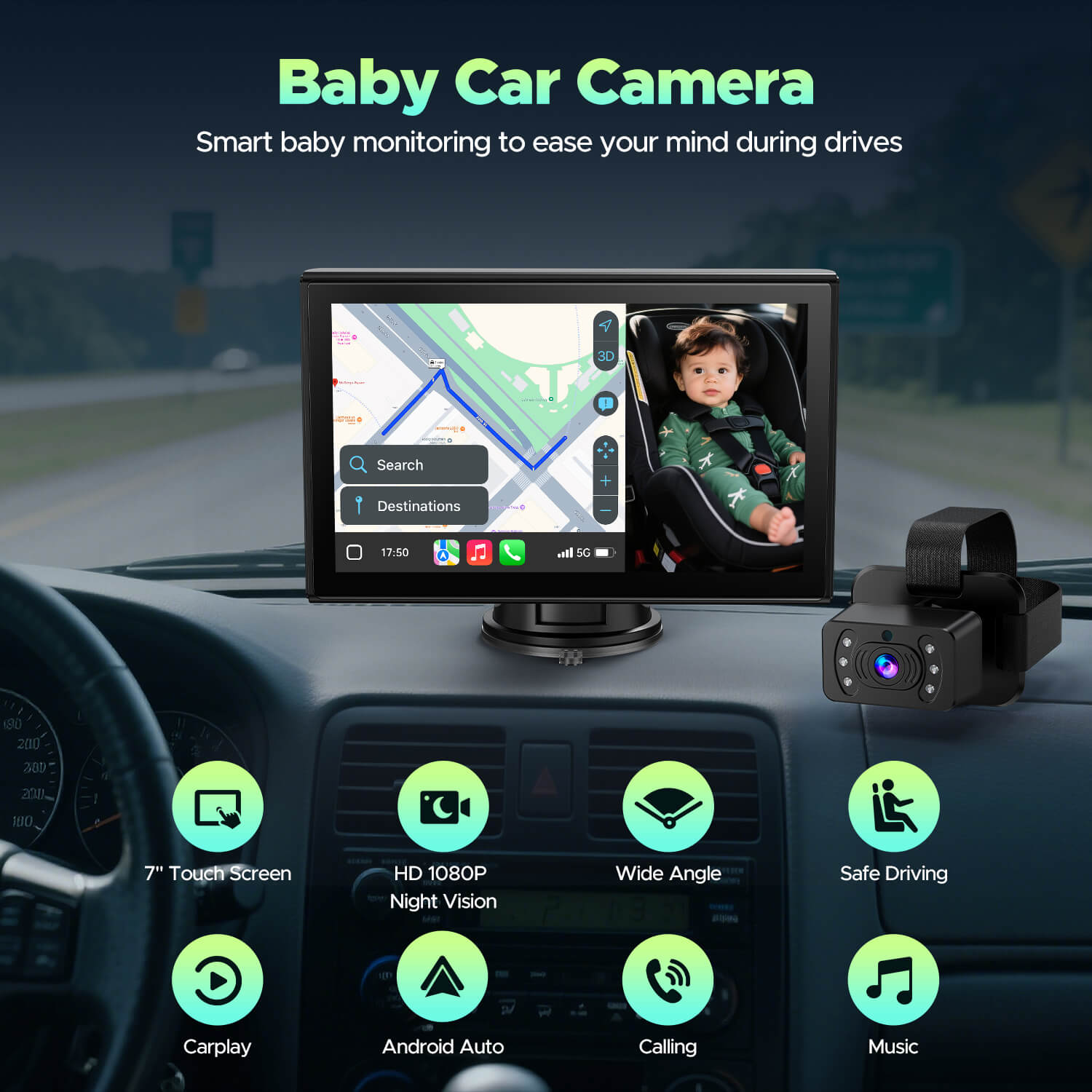 LAMTTO Carplay RC27 7 Zoll Babykamera Display