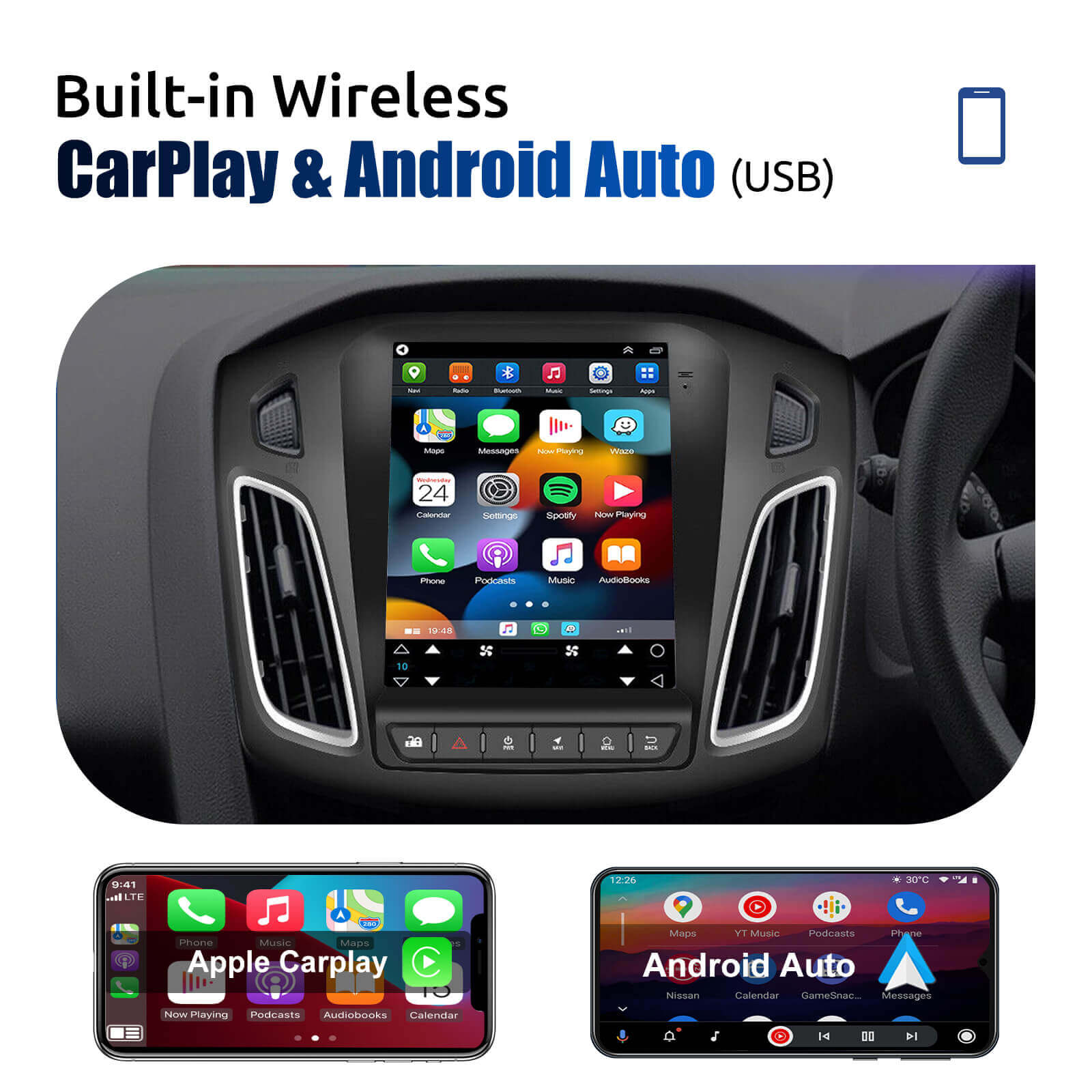 ESSGOO Car Stereo Ford Focus Autoradio 10 Zoll Kamera