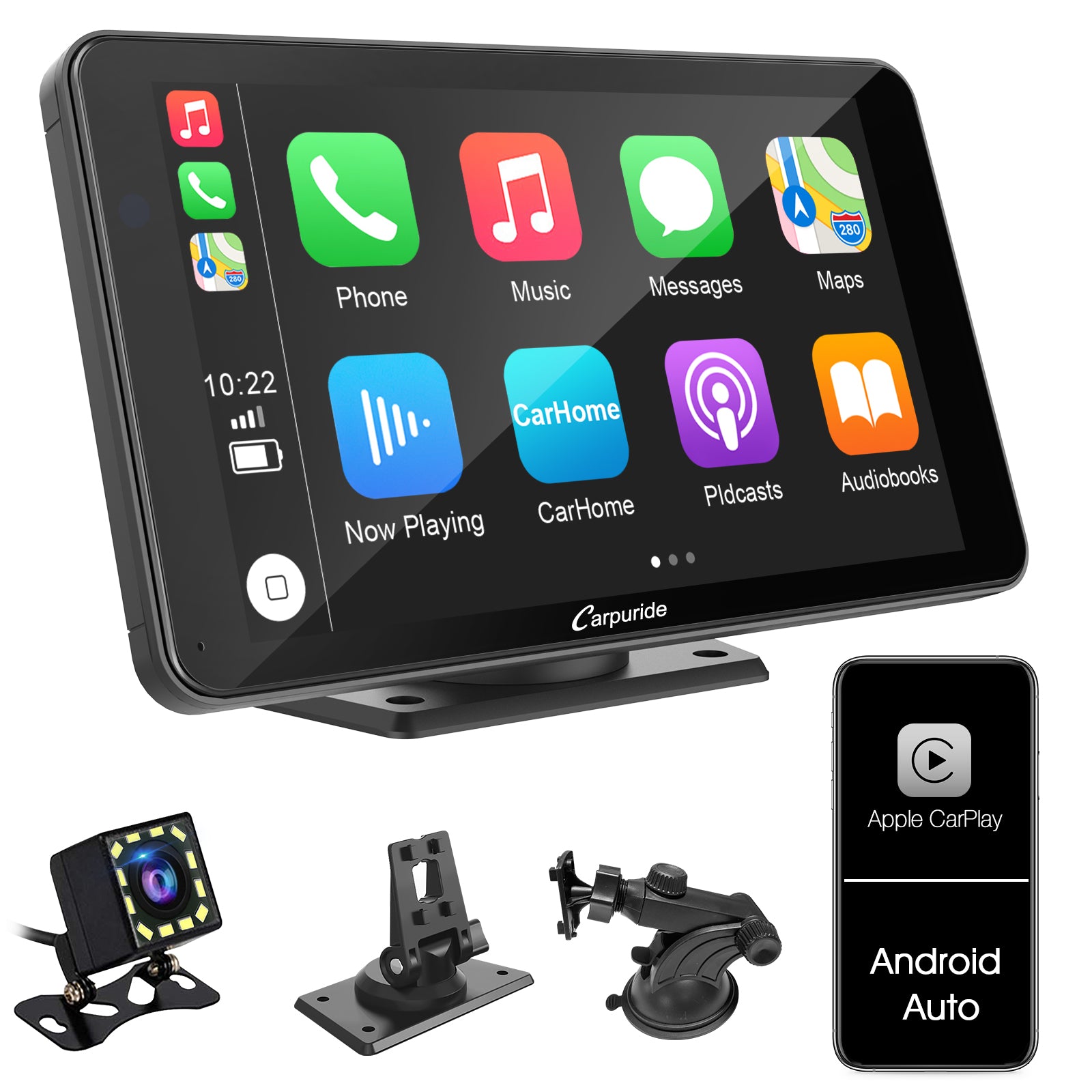 Carpuride Car Smart Stereo Display 7 Zoll CarPlay mit Rückfahrkamera