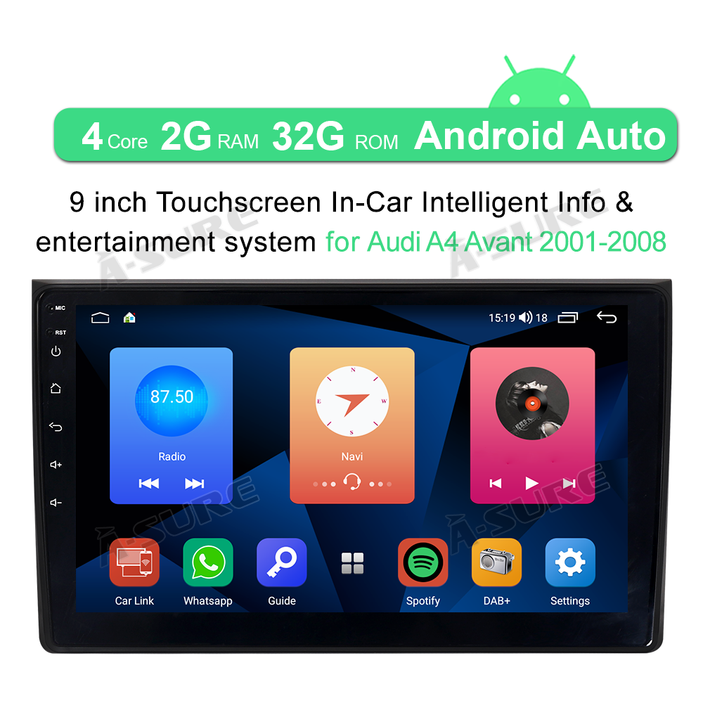 A-Sure 9 Zoll Android 11 Autoradio 2+32GB für Audi A4 S4