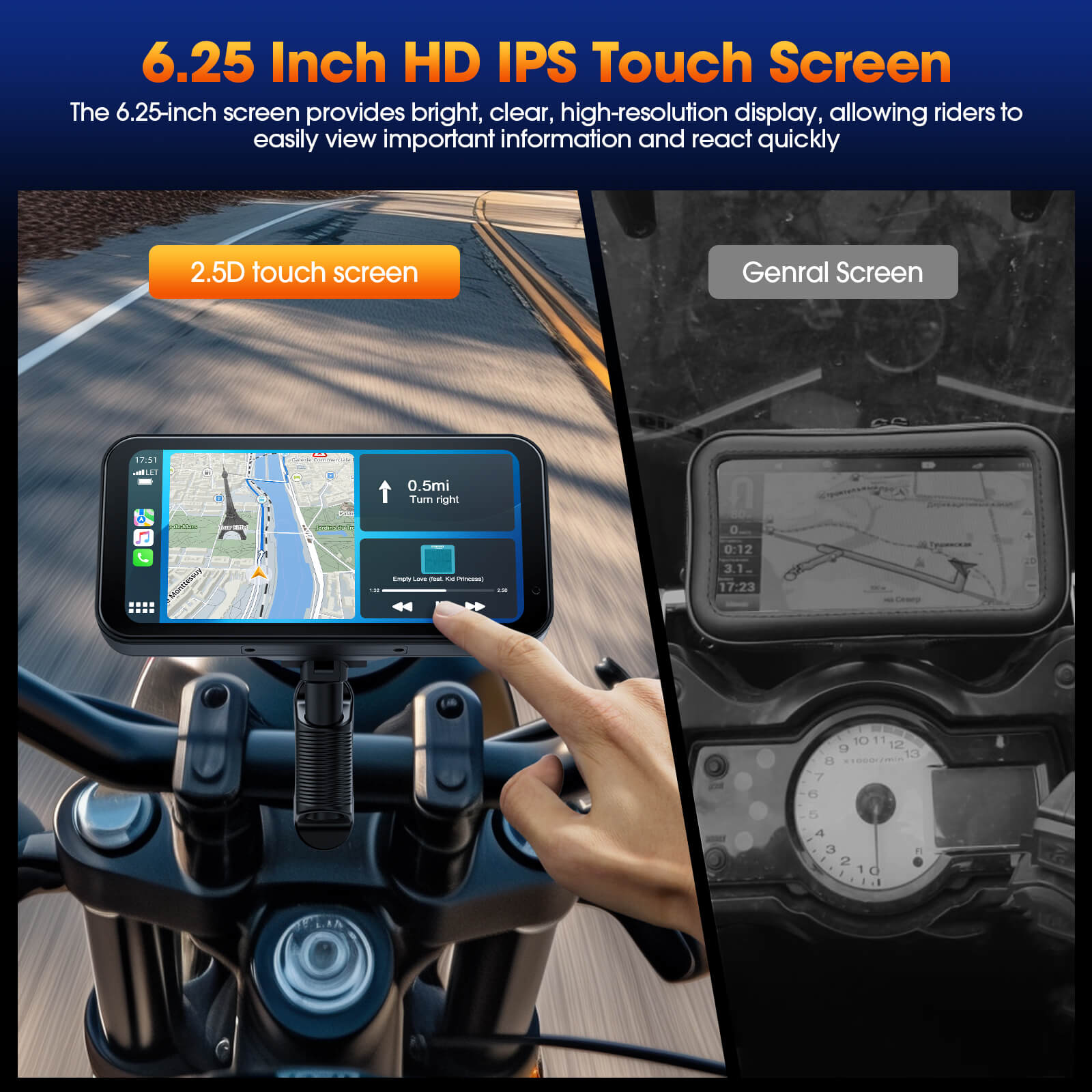 LAMTTO Carplay RC15 6,25 Zoll Motorrad CarPlay-Display