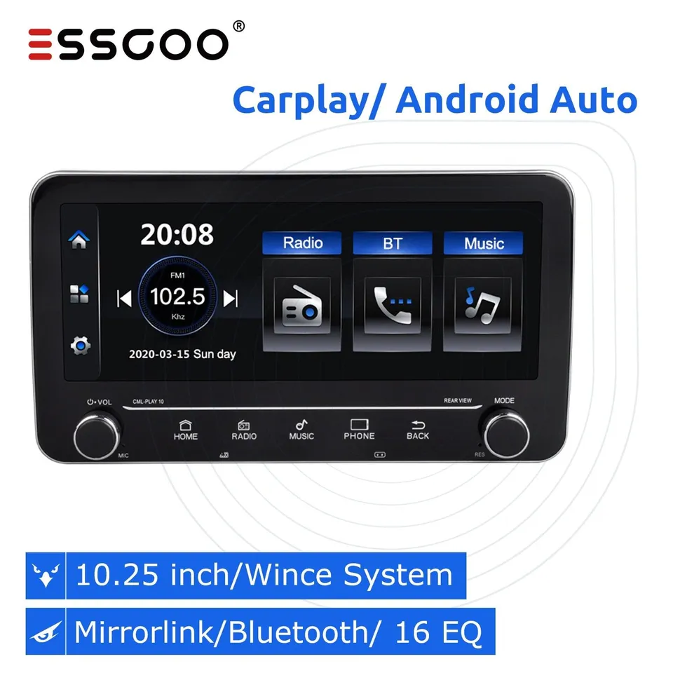ESSGOO Car Stereo 10,25 Zoll Autoradio CarPlay Kamera