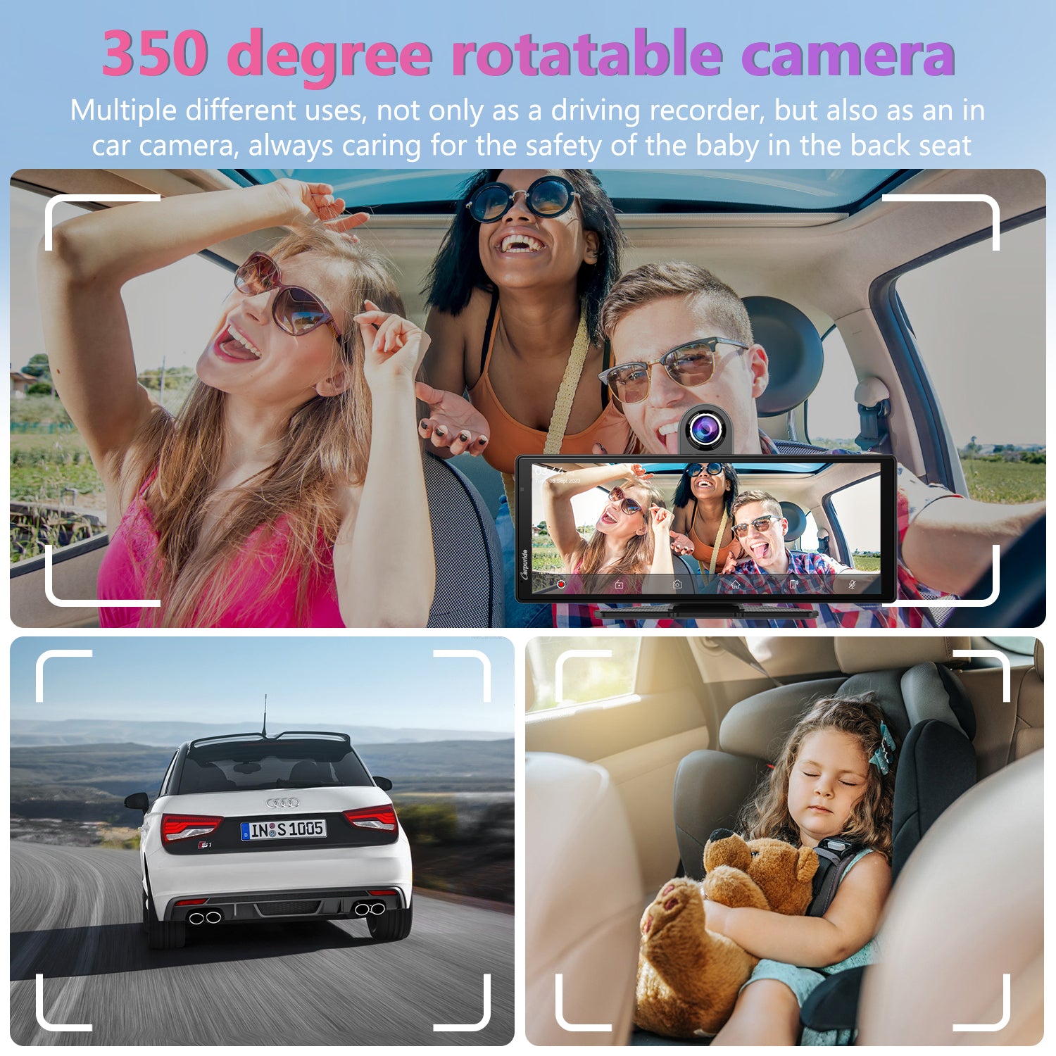 Carpuride W903 CarPlay-Display 9,3 Zoll mit Frontkamera DVR