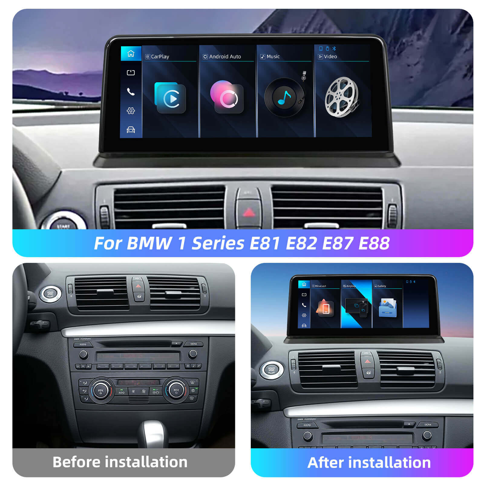 ESSGOO Car Stereo LZ0001 Autoradio 10,25 Zoll für BMW 1er Linux