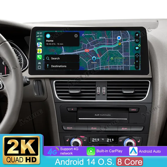 A-Sure GPS Autoradio Audi A4 B8 12,3 Zoll 4+64GB 2K