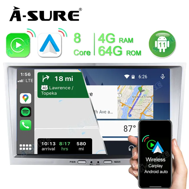 A-Sure GPS car radios 8 Zoll 4+64GB Opel Astra silber