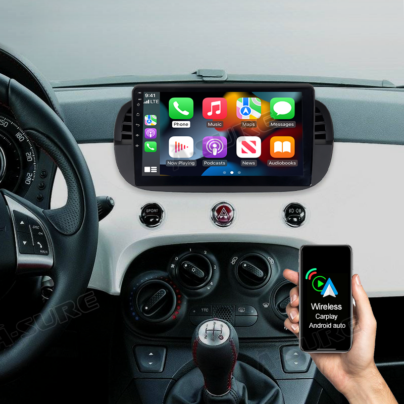 A-Sure GPS car radios Fiat 500 9 Zoll Autoradio 2+32GB Carplay