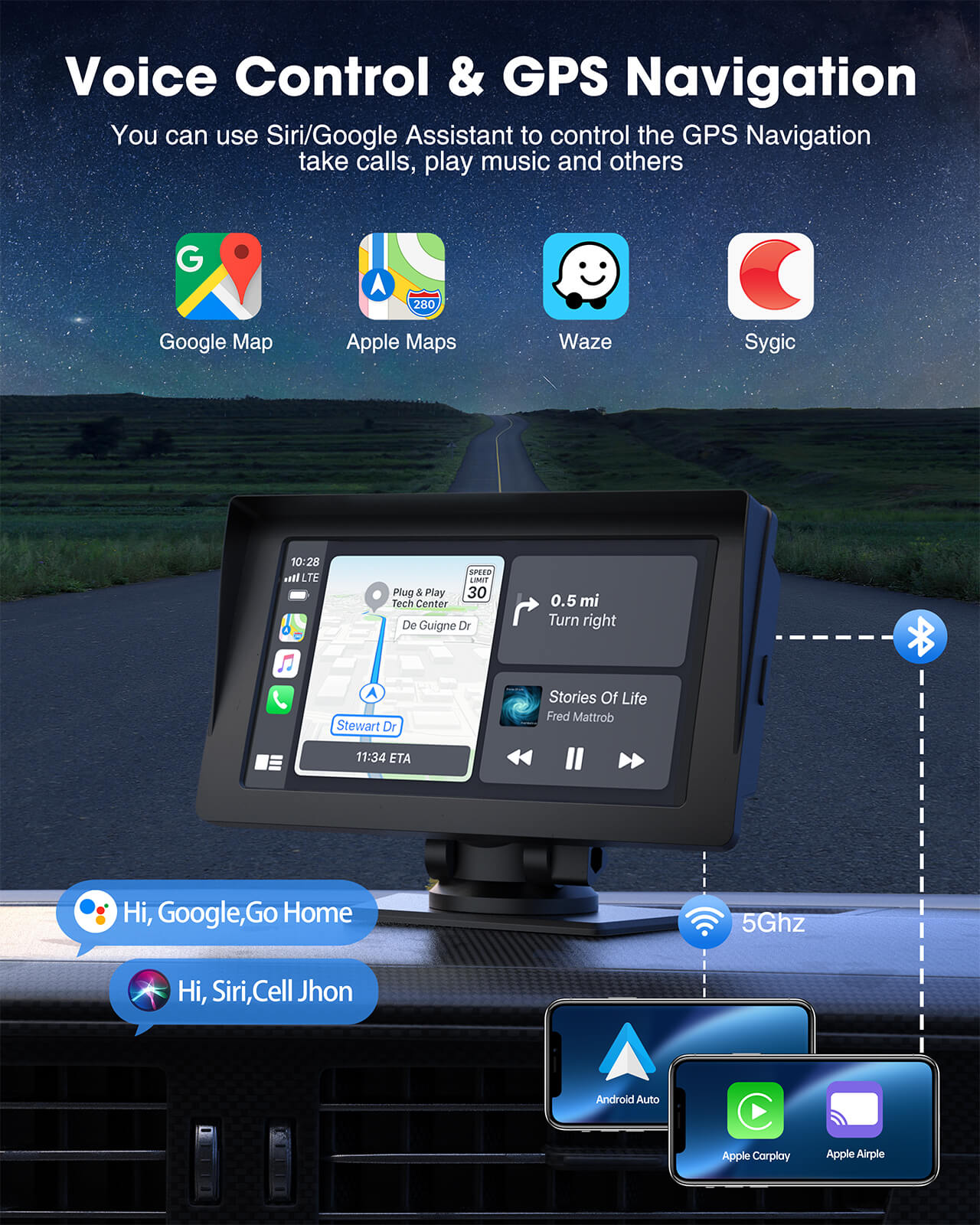LAMTTO Carplay RC04 7 Zoll Display Wireless + Rückfahrkamera