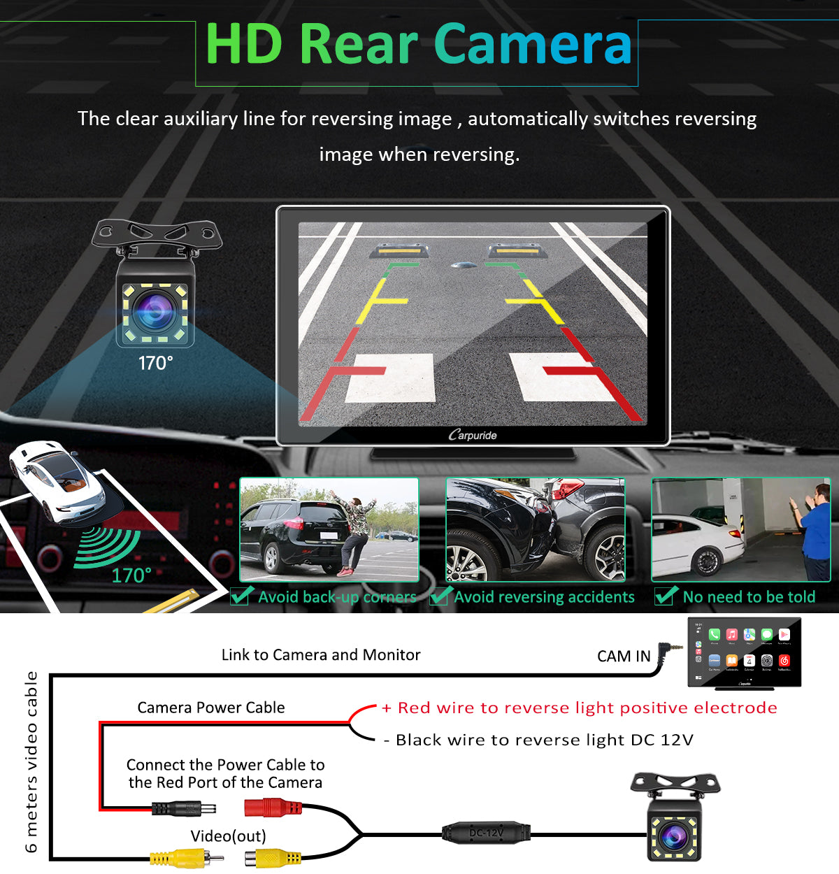 Carpuride 9 Zoll Auto Display CarPlay mit Kamera