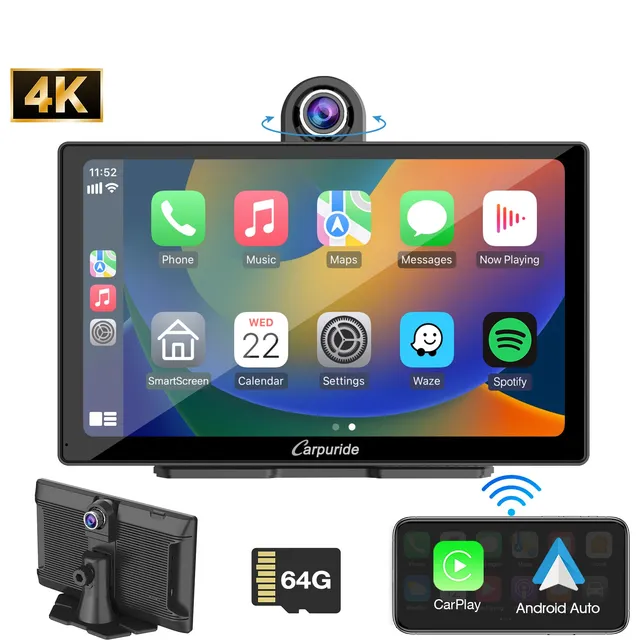 Carpuride W905 CarPlay-Display 9 Zoll mit Frontkamera DVR