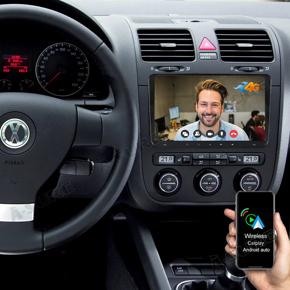 A-Sure GPS Autoradio VW 9 Zoll 4+64GB Android CarPlay