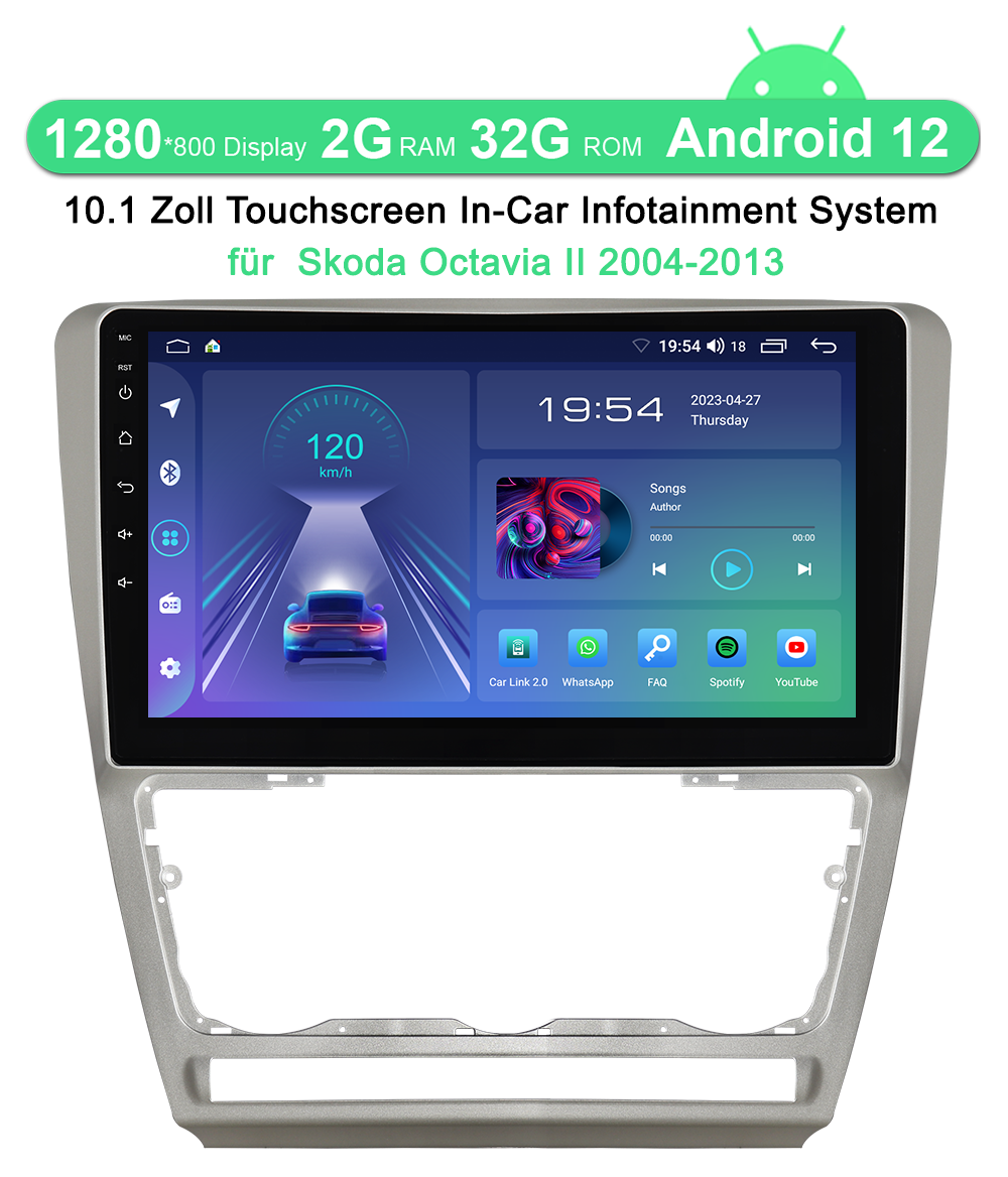A-Sure GPS Autoradio für Skoda Octavia II 10 Zoll 2+32GB