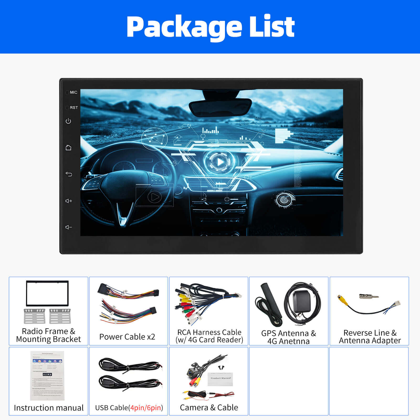 ESSGOO AR7001 7 Zoll 2-DIN Autoradio mit CarPlay Standard