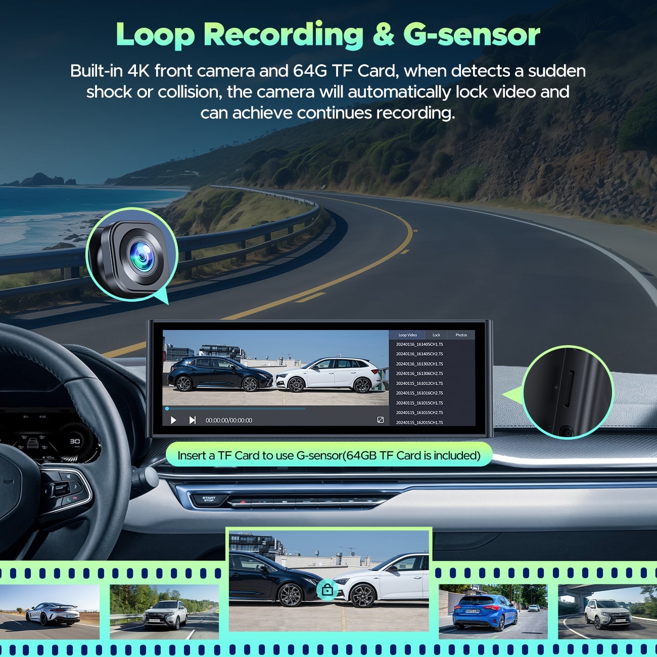 LAMTTO Carplay RC14 9,26 Zoll CarPlay-Display 4K Dashcam