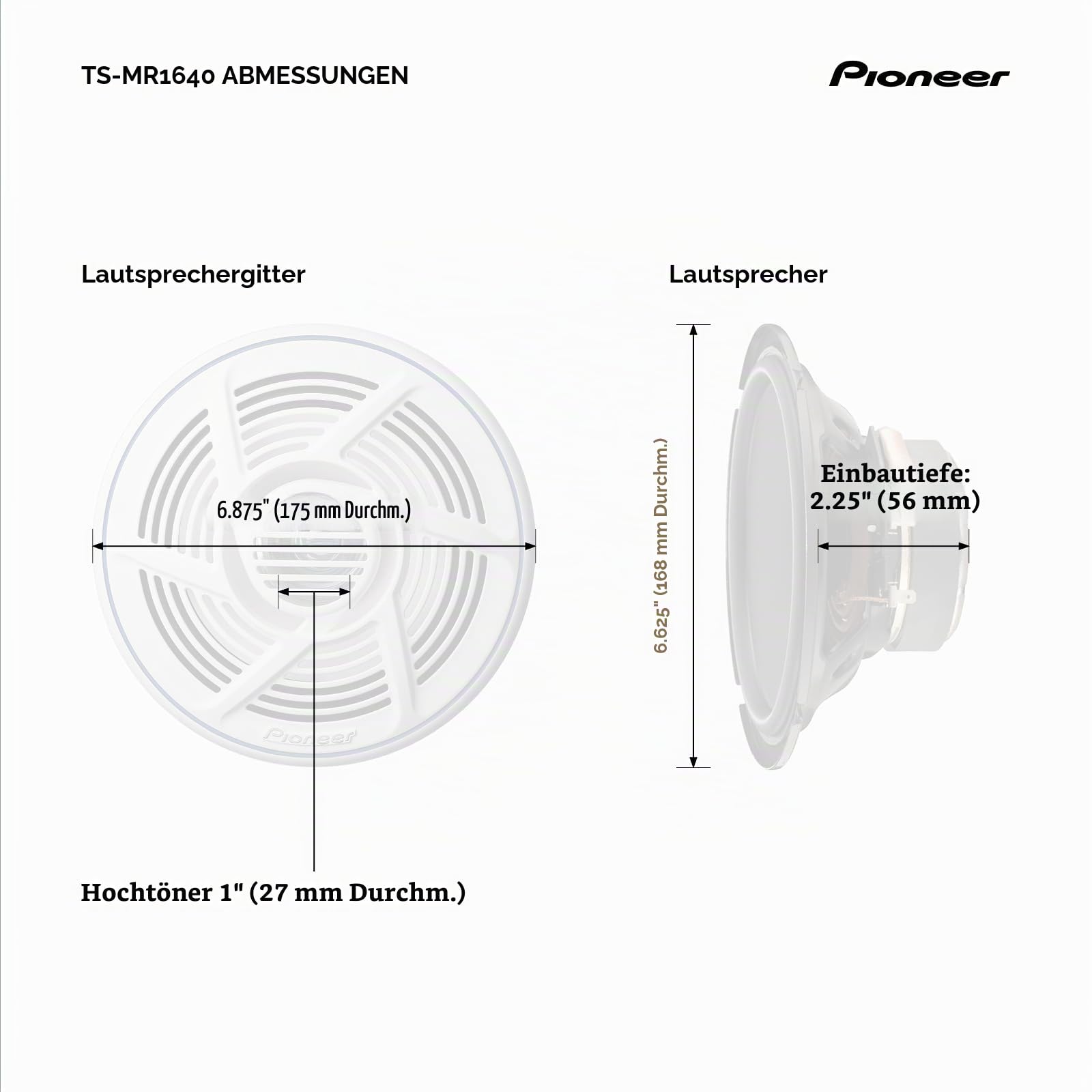 Pioneer TS-MR1640 Marine Lautsprecher 16cm 160W Weiß