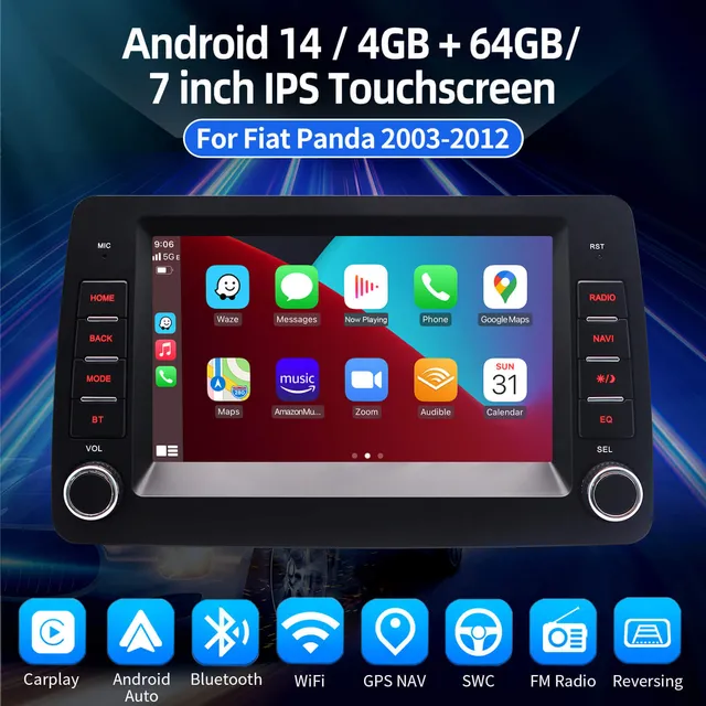 ESSGOO AR7001 Fiat Panda Autoradio 7 Zoll Bluetooth
