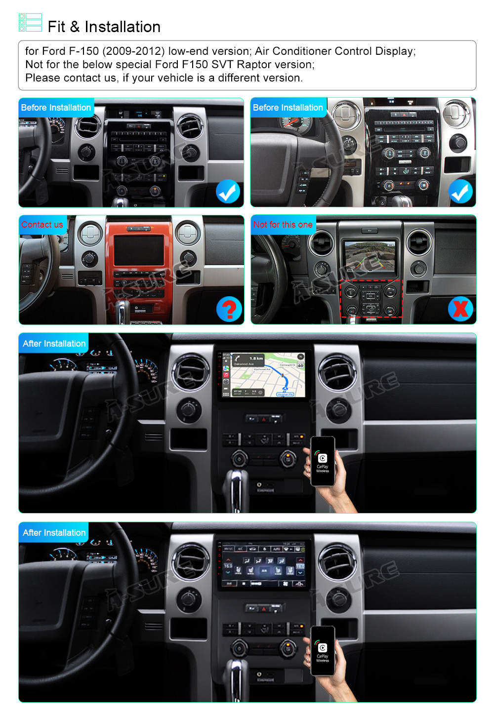 A-Sure Ford F-150 Autoradio 9 Zoll 2+32GB Carplay