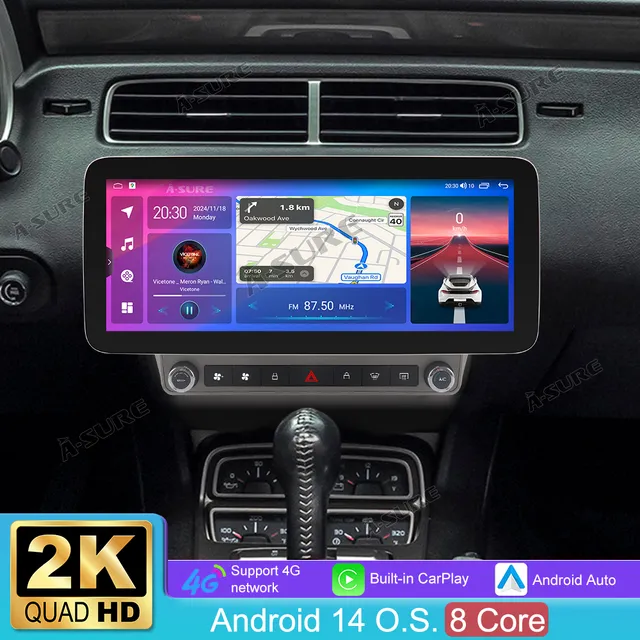 A-Sure GPS Autoradio Camaro 12,3 Zoll Android 14 4+64GB