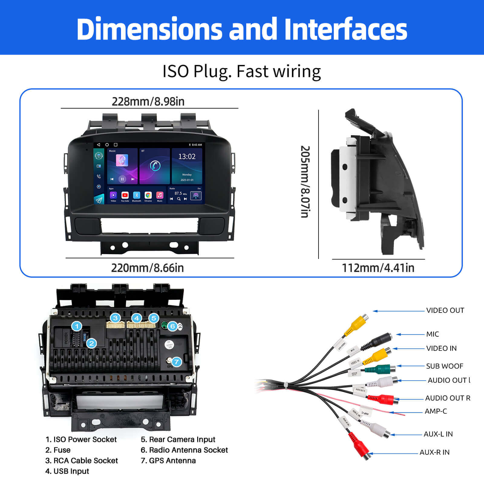 ESSGOO Car Stereo AR7001 Autoradio 7 Zoll für Astra J