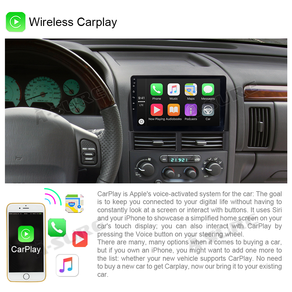 A-Sure GPS 9 Zoll Android 11 Autoradio Jeep Grand Cherokee Navi