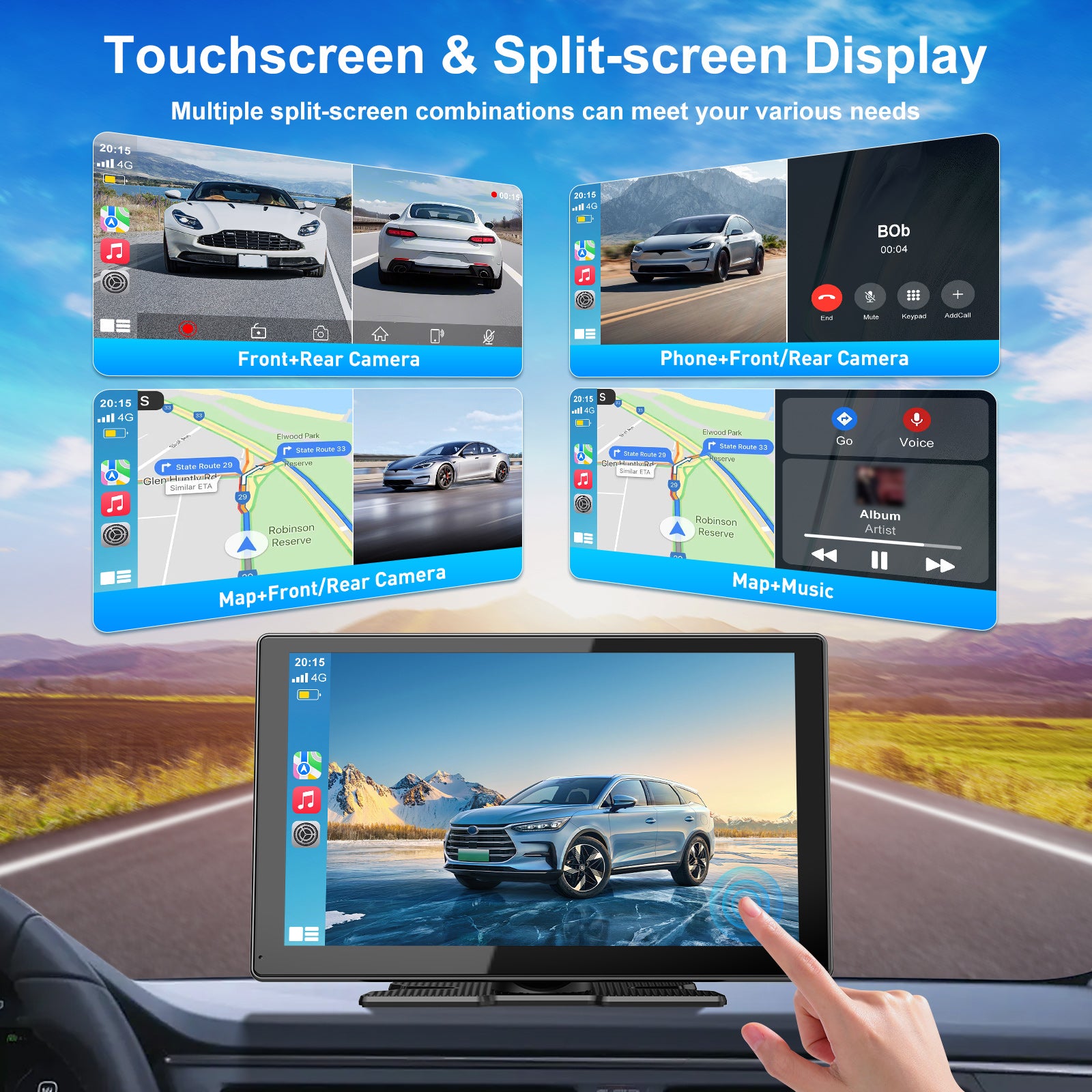ESSGOO Dash Cam CarPlay E52 9 Zoll Display mit 4K Dashcam