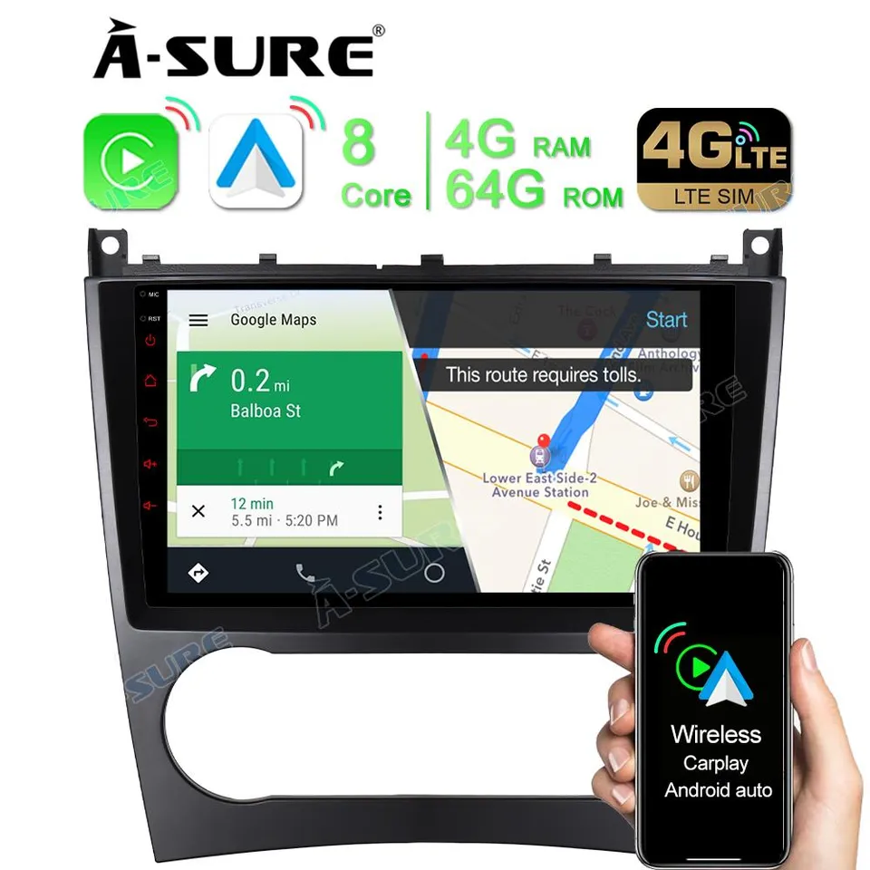 A-Sure GPS Autoradio Mercedes C W203 4+64GB CarPlay