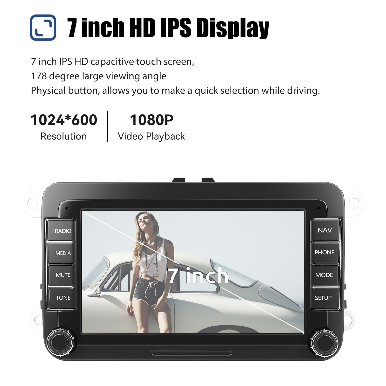 ESSGOO Car Stereo AR7002 7 Zoll Autoradio für VW Golf Passat