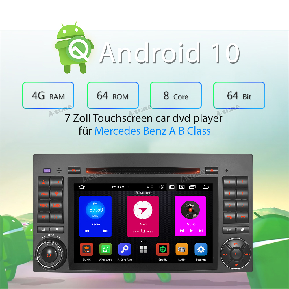 A-Sure GPS Autoradio Mercedes W169 W245 Vito Crafter CarPlay