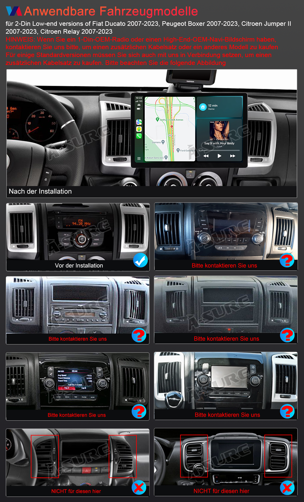 A-Sure GPS car radios 13,1 Zoll 4+64GB Autoradio Ducato Boxer Jumper