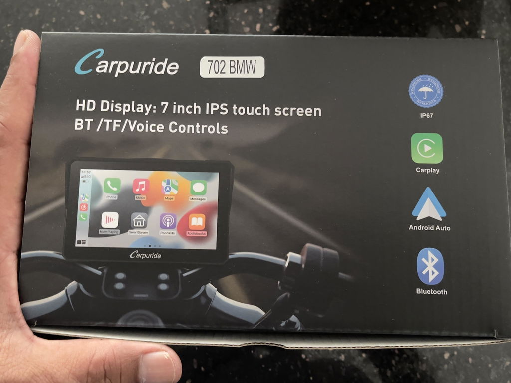 Carpuride W702B Motorrad Display CarPlay BMW Halterung 7 Zoll