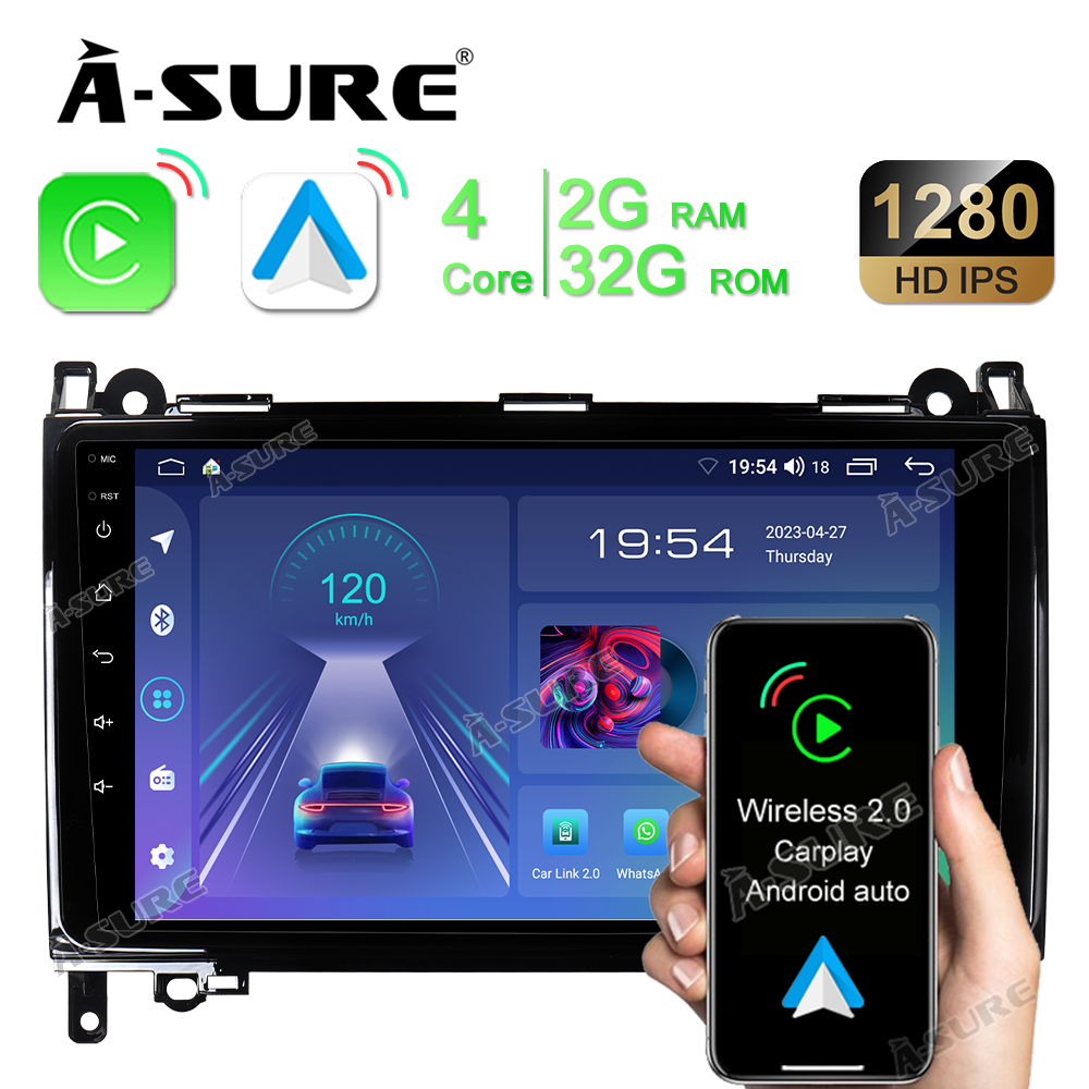 A-Sure GPS Autoradio Mercedes A B Vito 9 Zoll 2+32GB