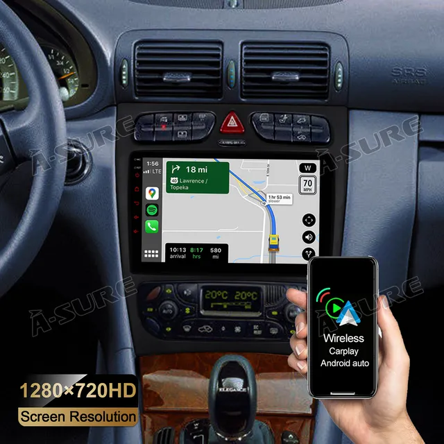 A-Sure GPS Mercedes W203 Autoradio 9 Zoll 4+64GB LTE