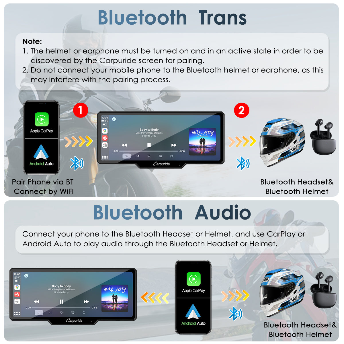 Carpuride W619 Motorrad Display CarPlay 6,86 Zoll IP67