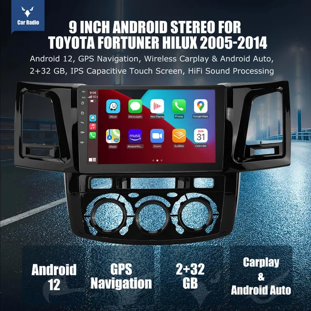 ESSGOO Autoradio 9 Zoll für Toyota Hilux CarPlay Standard
