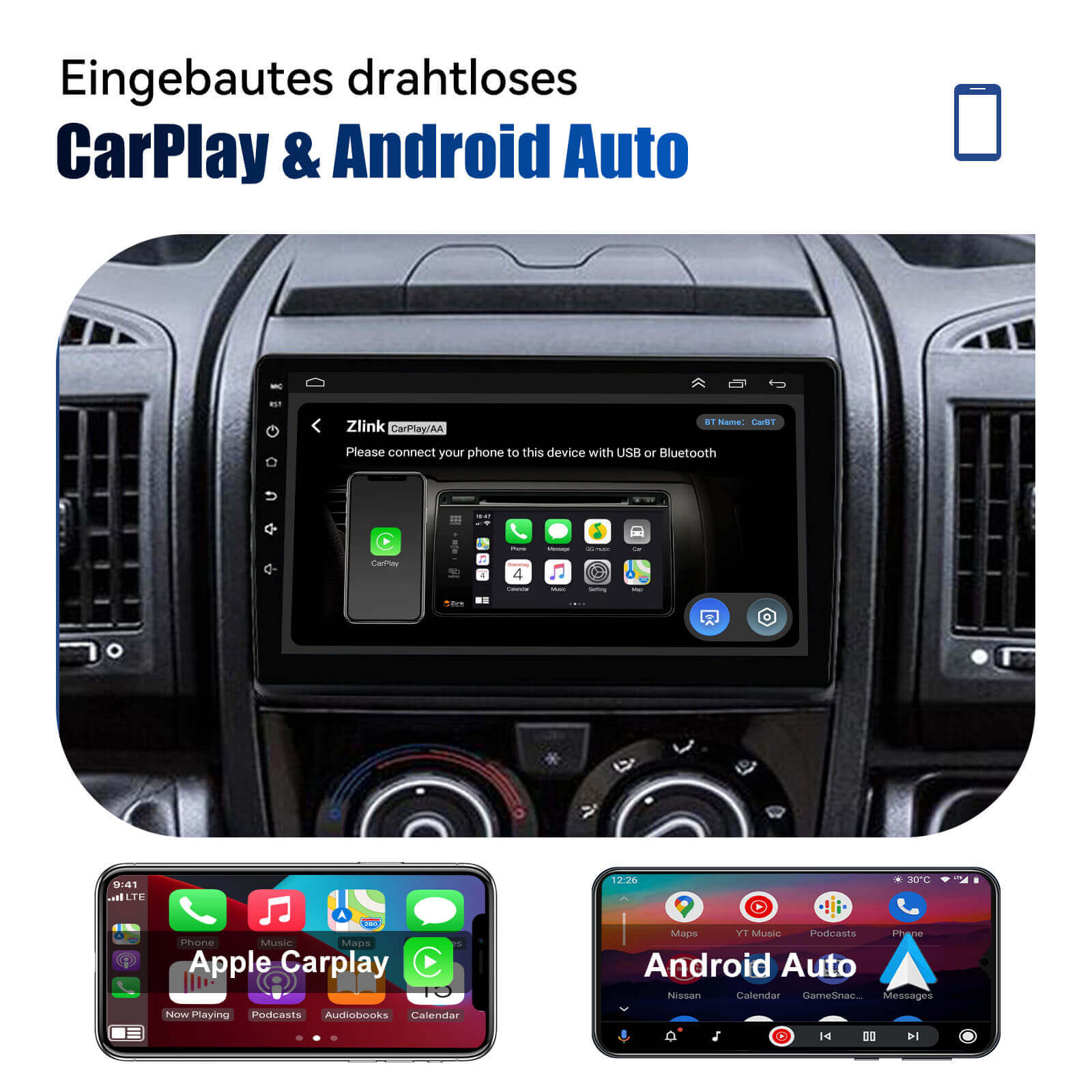 ESSGOO Car Stereo Autoradio Fiat Ducato 2006-2016 9 Zoll