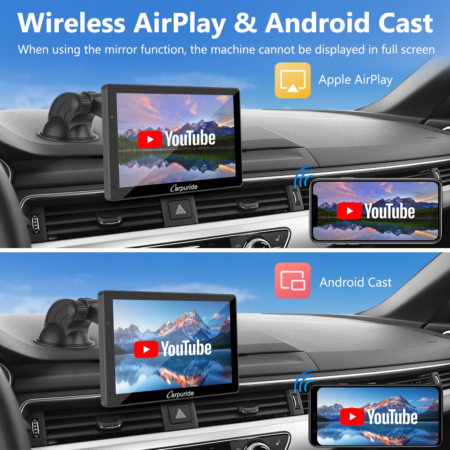 Carpuride W703 7 Zoll CarPlay-Display mit Dashcam DVR