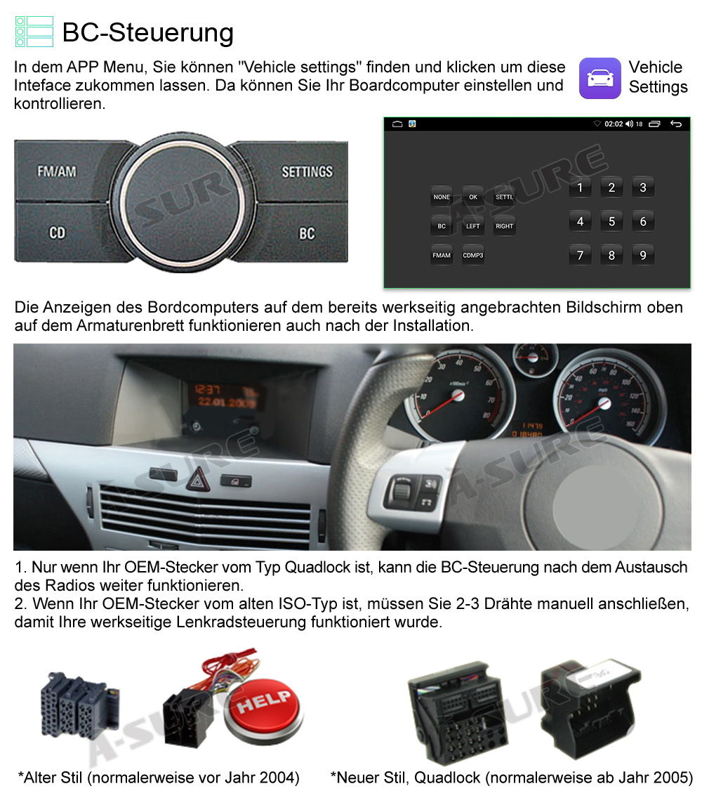 A-Sure Opel Astra Autoradio 2+32GB 8 Zoll CarPlay