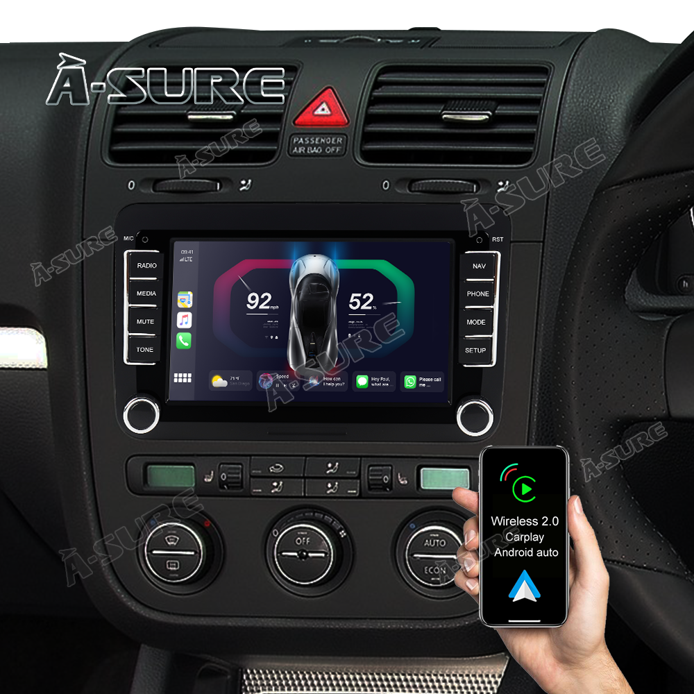 A-Sure GPS Autoradio Android 12 DAB+ für VW Golf 5 6