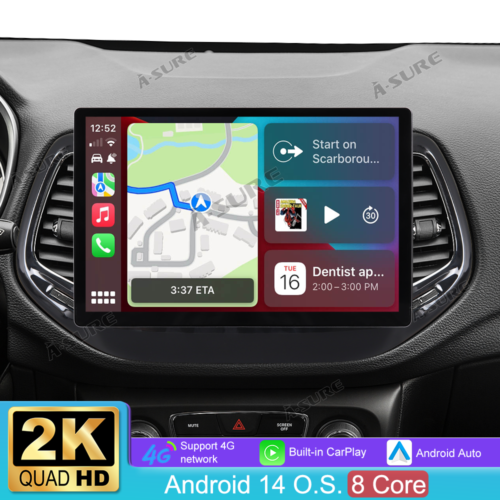 A-Sure Android 14 Autoradio Jeep Compass 2017-2020 4+64GB