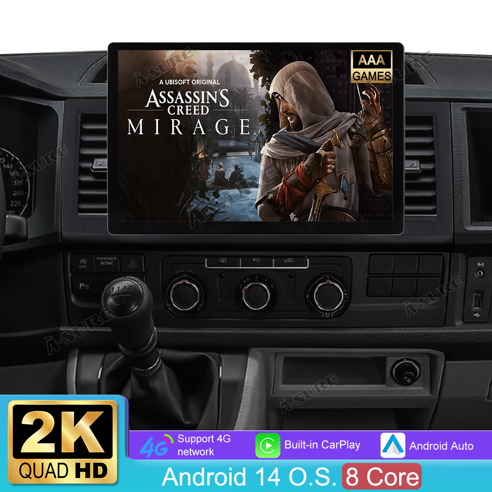 A-Sure GPS Autoradio 13,1 Zoll 4+64GB für VW Transporter T6 2K