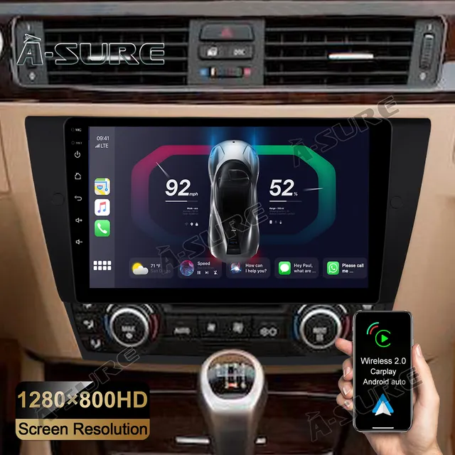 A-Sure GPS Autoradio 9 Zoll für BMW E90 32GB CarPlay