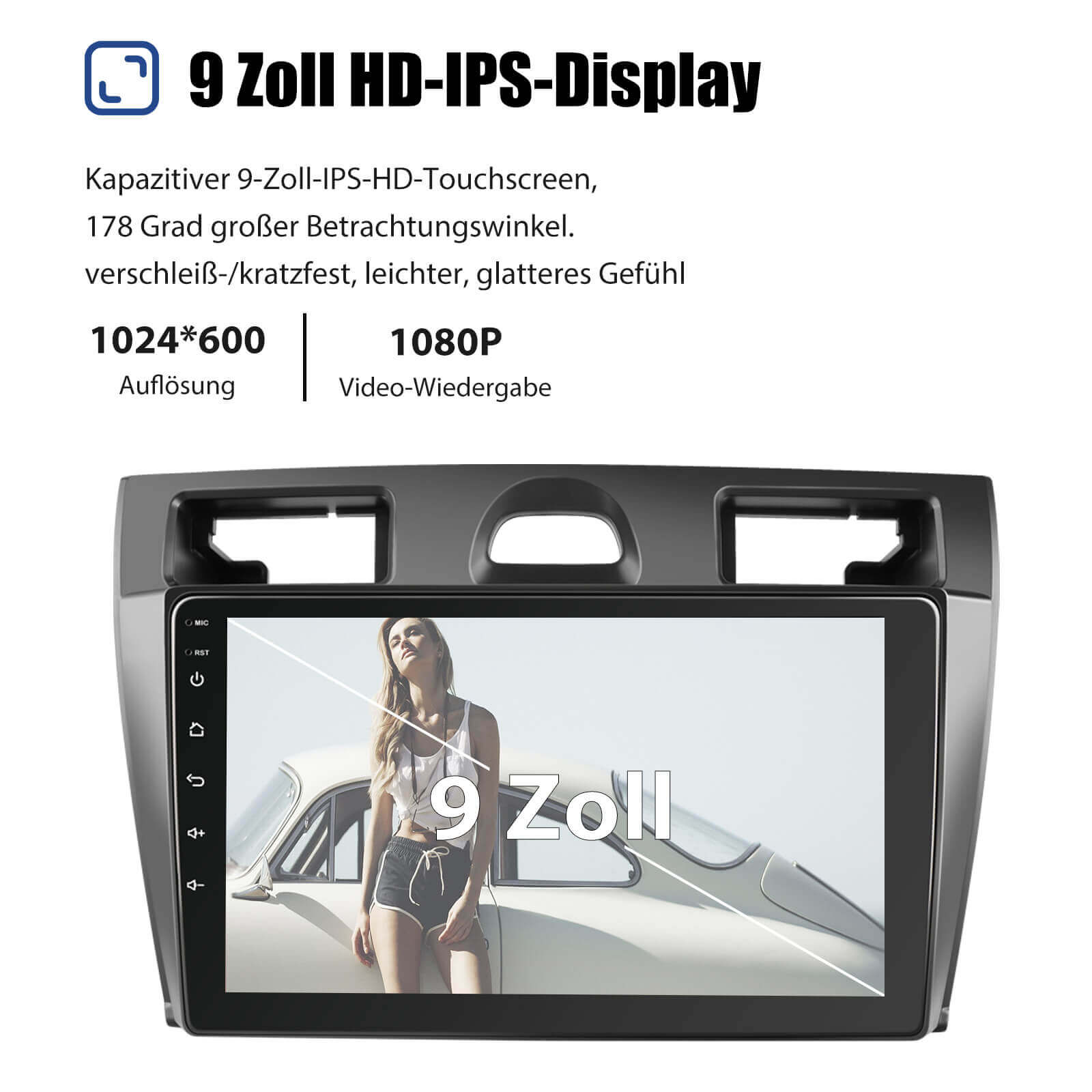 ESSGOO Car Stereo Autoradio 9 Zoll für Ford Fiesta