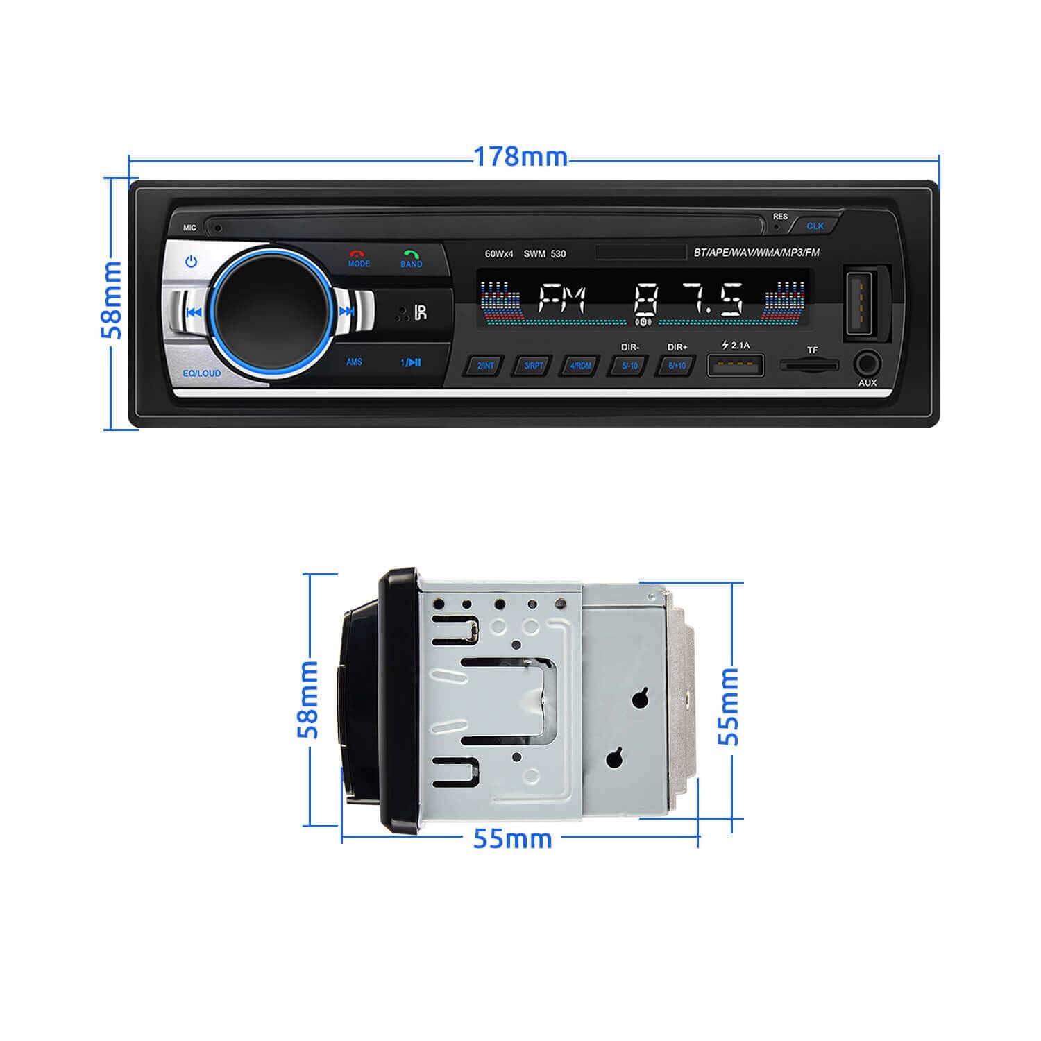ESSGOO Car Stereo Single-DIN Autoradio Bluetooth FM USB