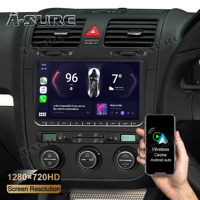 A-Sure GPS 9 Zoll Autoradio für VW Golf 5 6 Tiguan 32GB