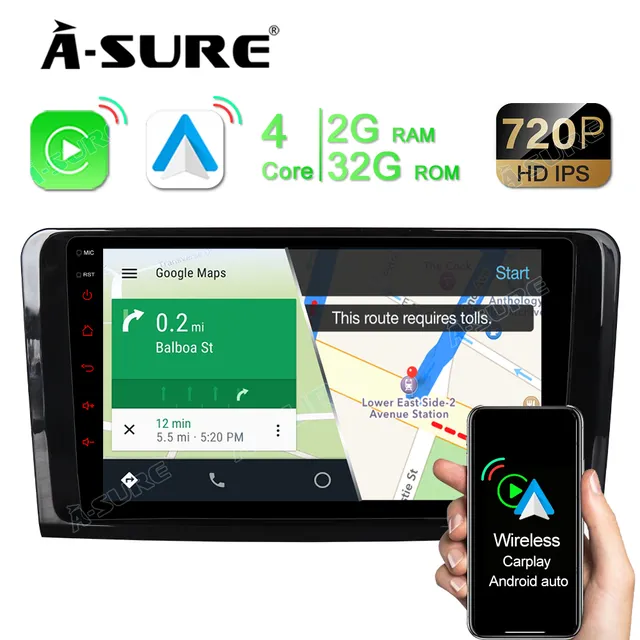 A-Sure 9 Zoll Android Autoradio 2+32GB für Mercedes ML W164