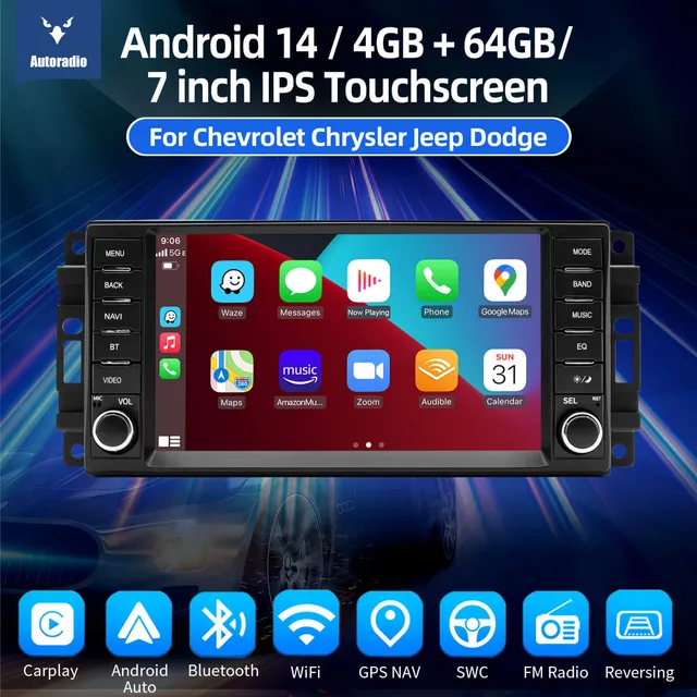 ESSGOO Car Stereo AR7001 MP5 Autoradio 7 Zoll Jeep Dodge