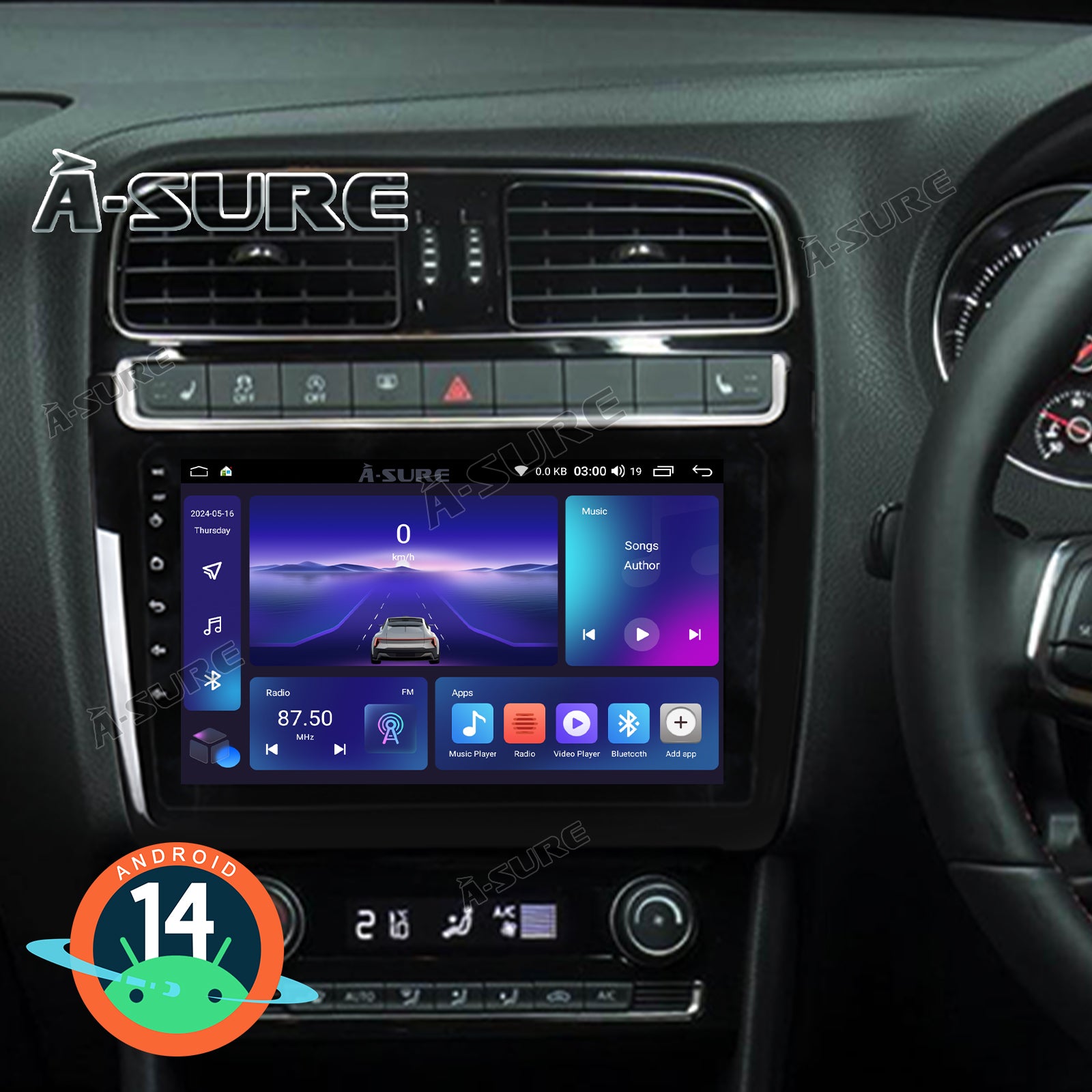 A-Sure GPS Autoradio für VW Polo V 6C 9 Zoll 2+64GB CarPlay