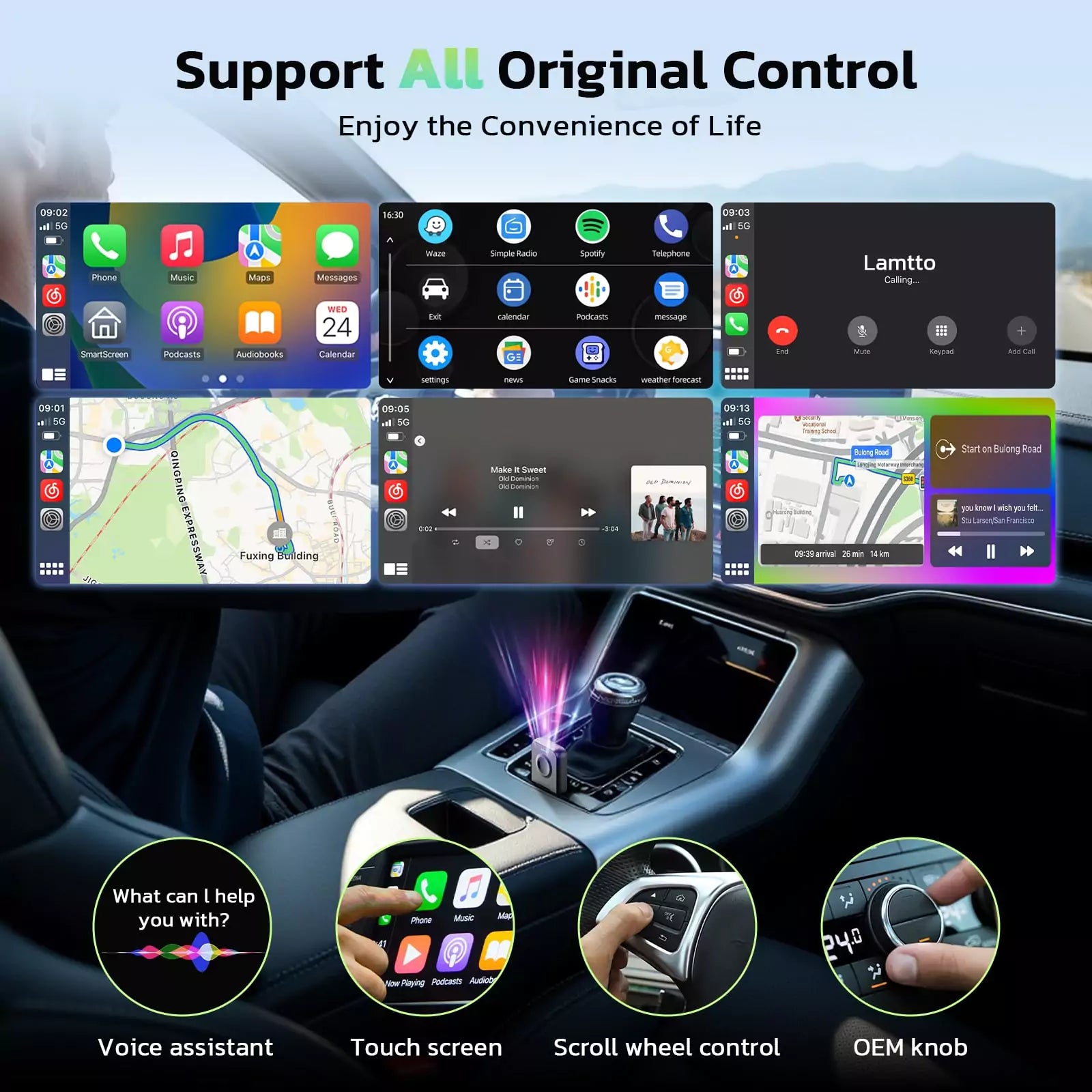LAMTTO RC24 Adapter Wireless CarPlay Android mit OTA