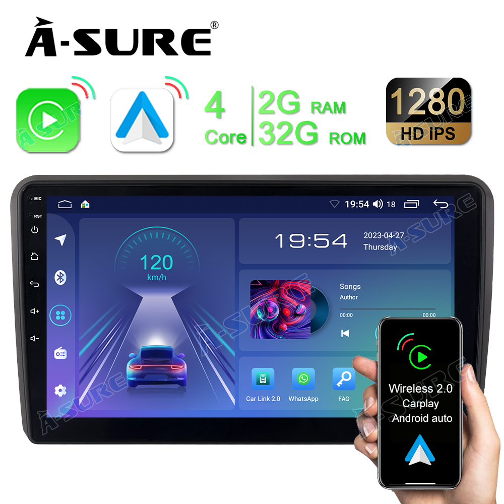 A-Sure Audi A3 S3 RS3 Autoradio Android 12 2+32GB Wireless CarPlay