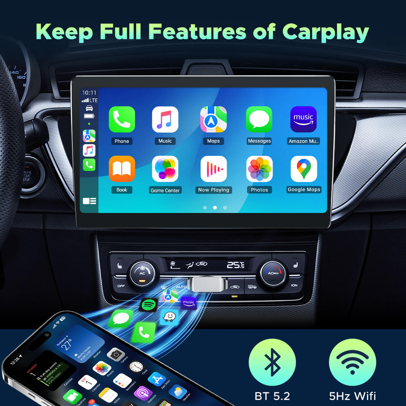 LAMTTO Adapter RC22 Wireless CarPlay 2-in-1 1er Pack